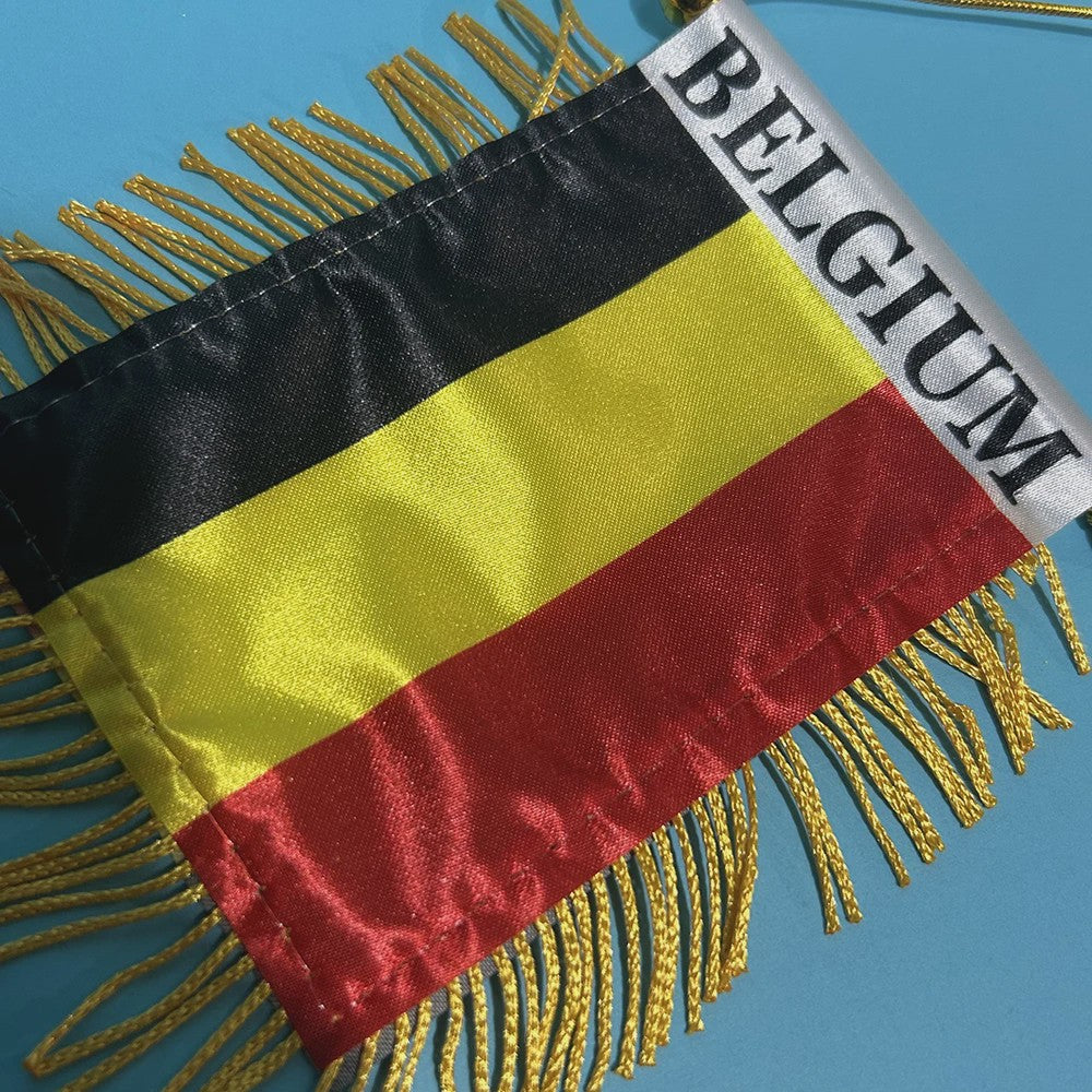 Belgische Mini Vlag voor Auto Raam - 8x12cm Polyester, Dubbelzijdig Bedrukt