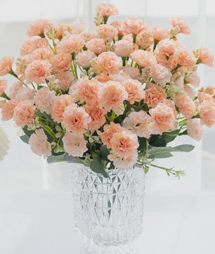 Kunstbloemen - 5 Takken Kleine Anjers (15 Bloemhoofden) - Decoratie voor Bruiloft, Kerst, Vaas