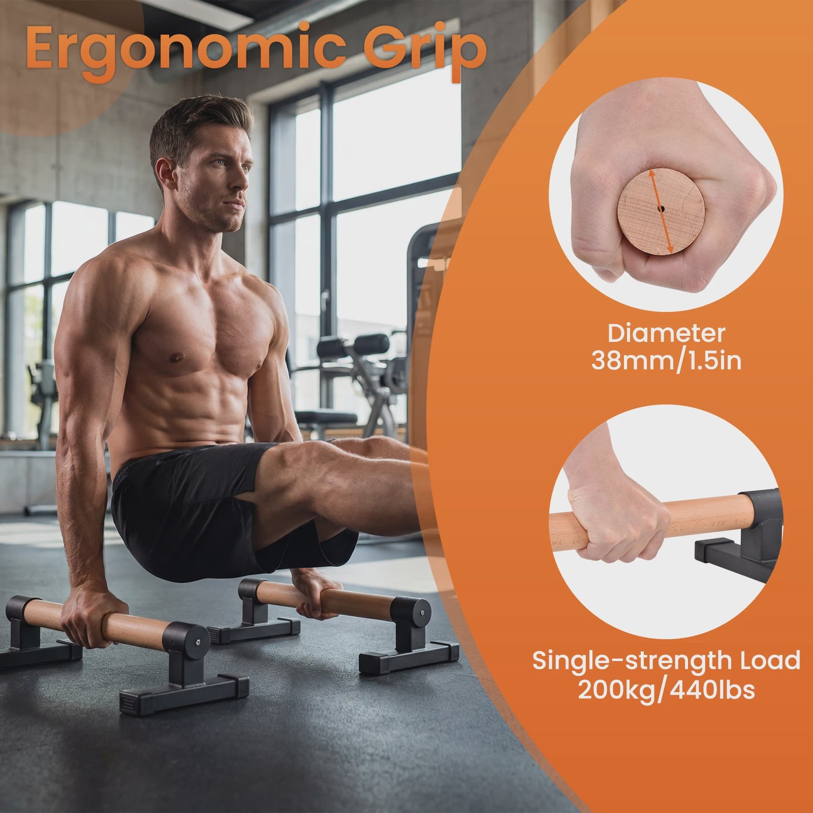 Houten Parallettes Push-Up Bars - Ergonomische Calisthenics Bars voor Krachttraining