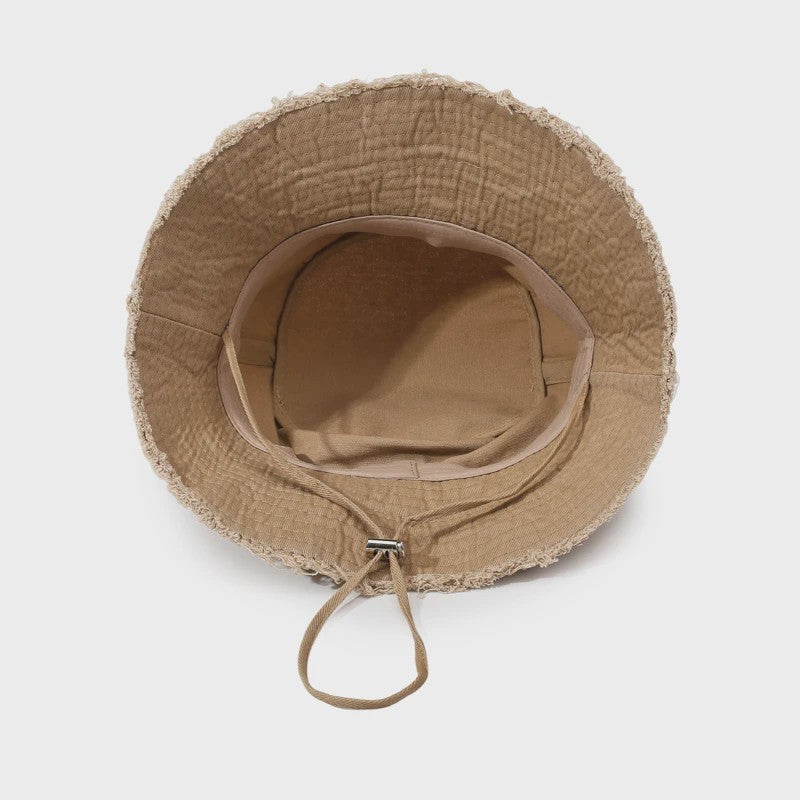 Zomerse Denim Fisherman Hat met Grote Rand en Koord - UV Bescherming voor Dames & Heren