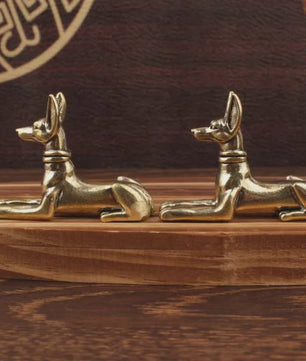 Vintage Messing Beeldje Egyptische Farao Hond - Decoratief Kunstobject voor Huis, Kantoor of Boekenplank