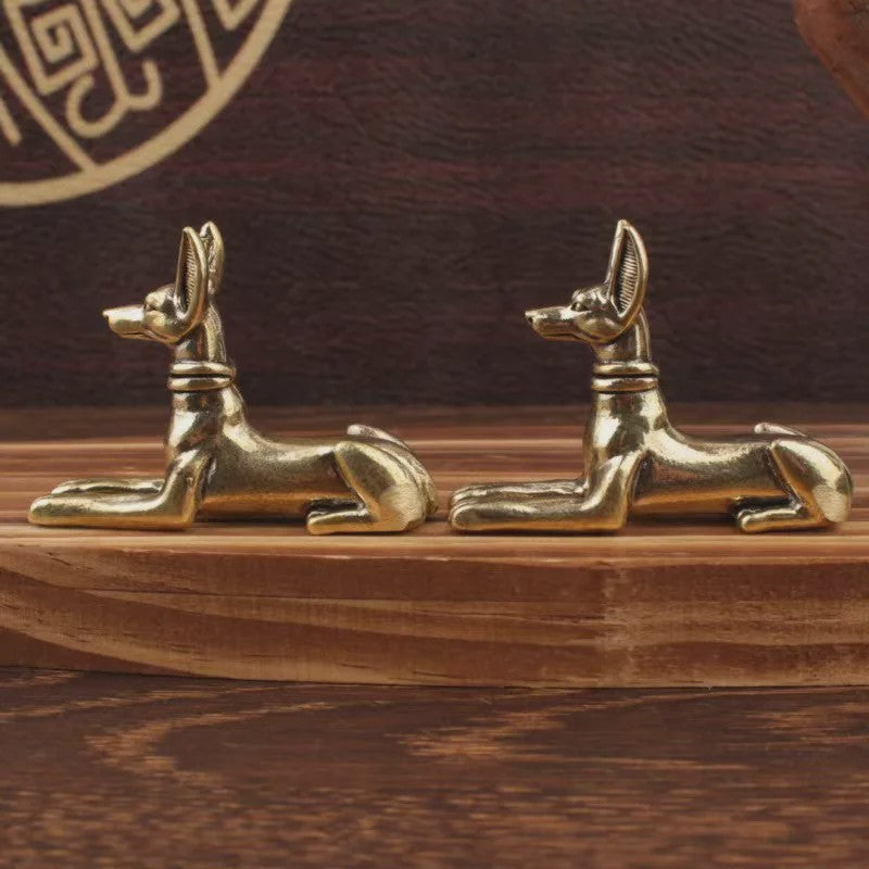 Vintage Messing Beeldje Egyptische Farao Hond - Decoratief Kunstobject voor Huis, Kantoor of Boekenplank