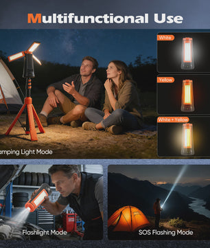 Telescopic Camping Light 9000mAh Rechargeable Lantern, Waterproof Collapsible Outdoor LED Flashlight for Hiking Tent