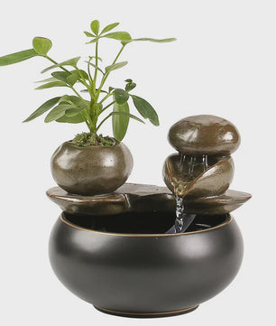 Keramische Fontein voor Katten en Huisdieren - Zen Decoratie met Waterval Effect