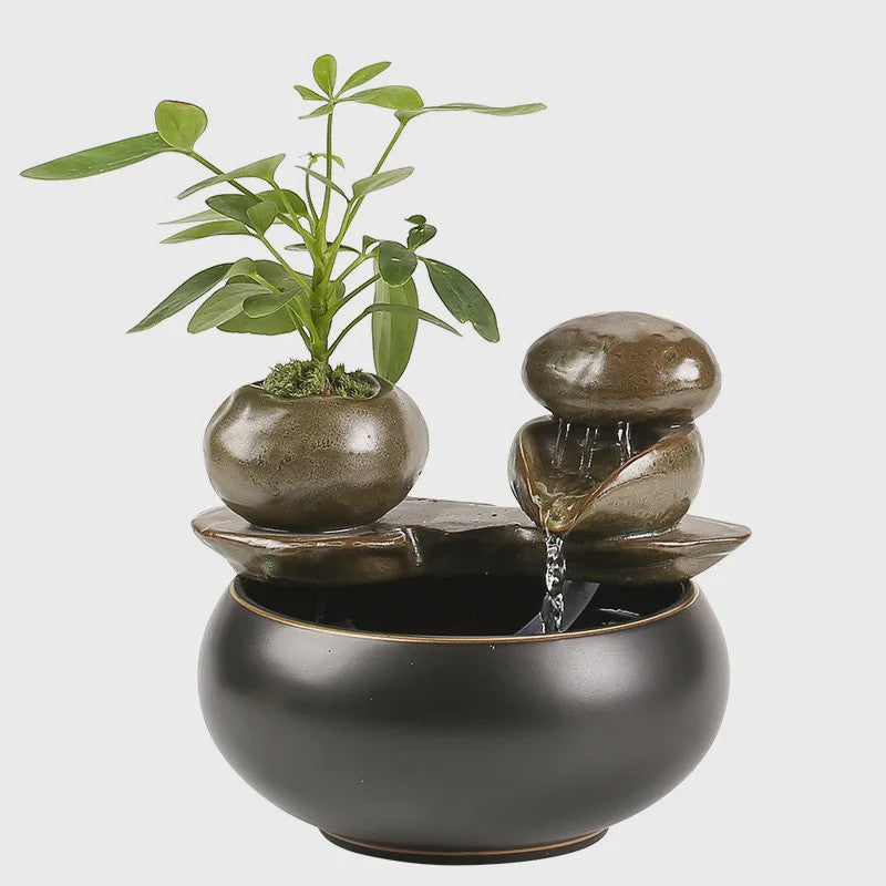Keramische Fontein voor Katten en Huisdieren - Zen Decoratie met Waterval Effect