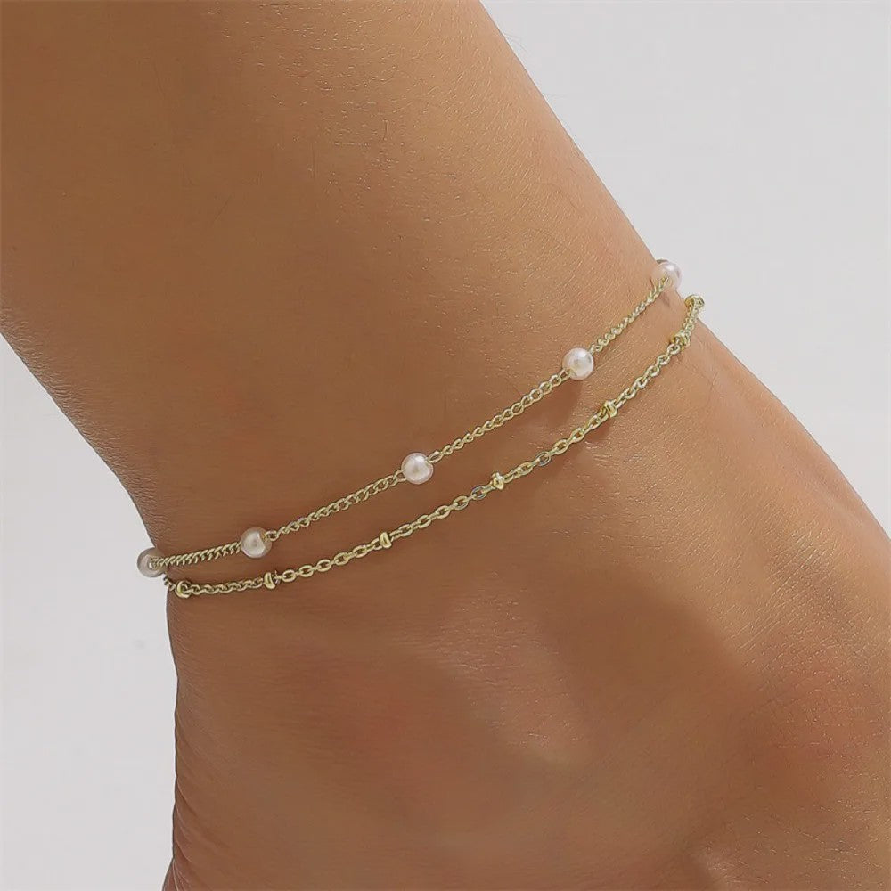 Dames Anklet Hart & Veer | Roestvrij Staal Multi-layer Ketting