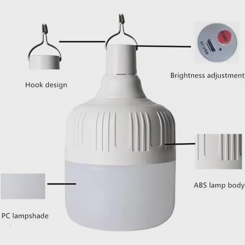 Draagbare LED Noodlamp met Zonnepaneel & USB - Oplaadbaar, Energiezuinig, voor Camping & Tuin