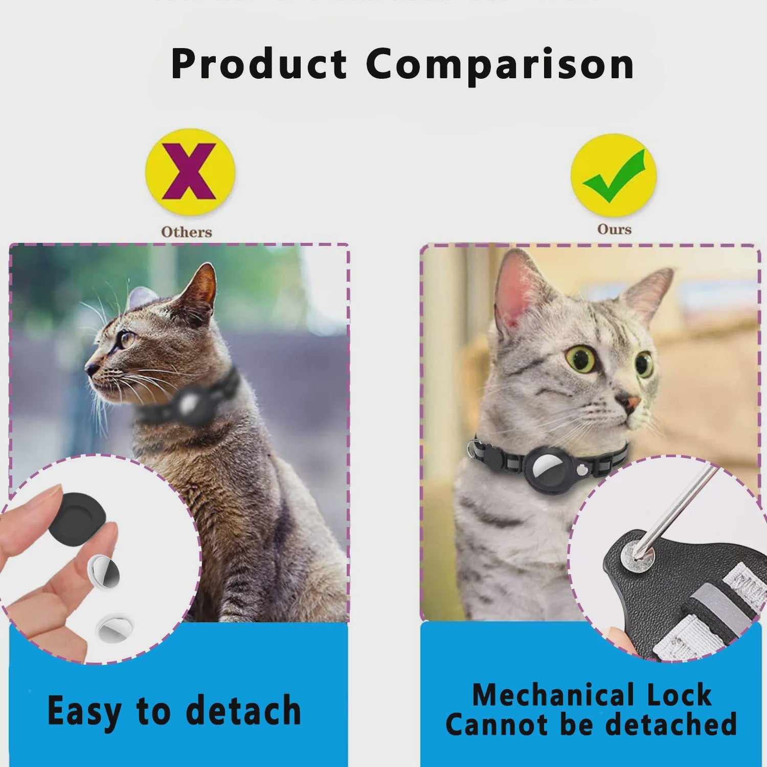 Veiligheids Halsband voor Katten met AirTag Houder - Verstelbaar, Reflecterend & Waterdicht