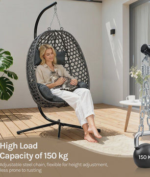 WOLTU Hangstoel met Standaard - 360° Draaibaar, Inclusief Kussens - Max 150 kg