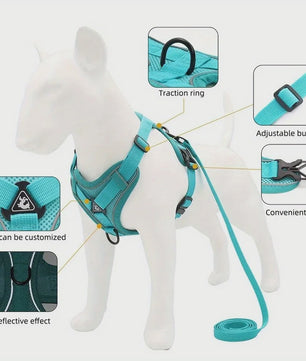 Verstelbaar Anti-Trek Hondentuig met Lijn - Reflecterend & Comfortabel voor Kleine Honden en Katten