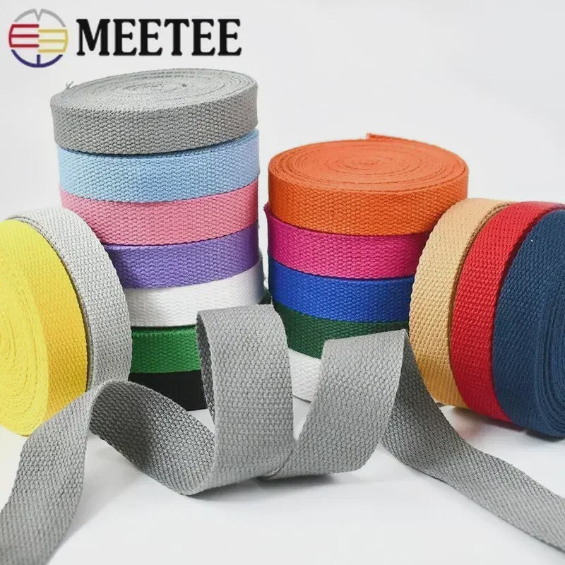 4 Meter Katoenen Band - 1.3mm Dikke Webbing voor Tassen, Riemen & DIY Projecten (20-50mm Breed)