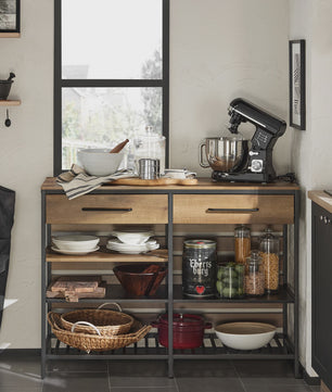 Keuken Eiland Trolley met Lades en Planken - Keukenwagen Sideboard