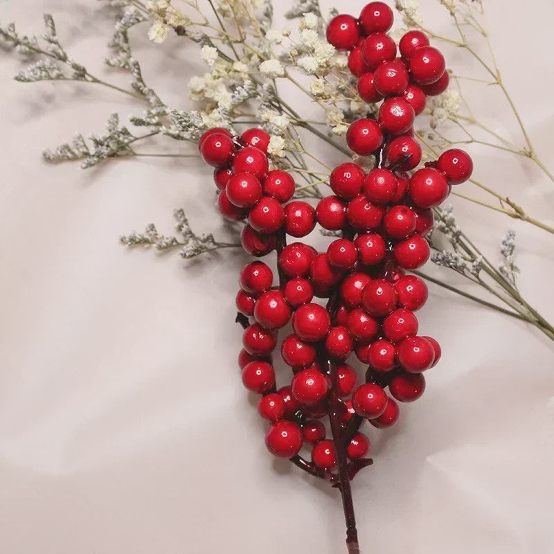 50 Kerst Takken met Kunstmatige Rode Bessen - Feestelijke Decoratie voor Kerstboom & Huis