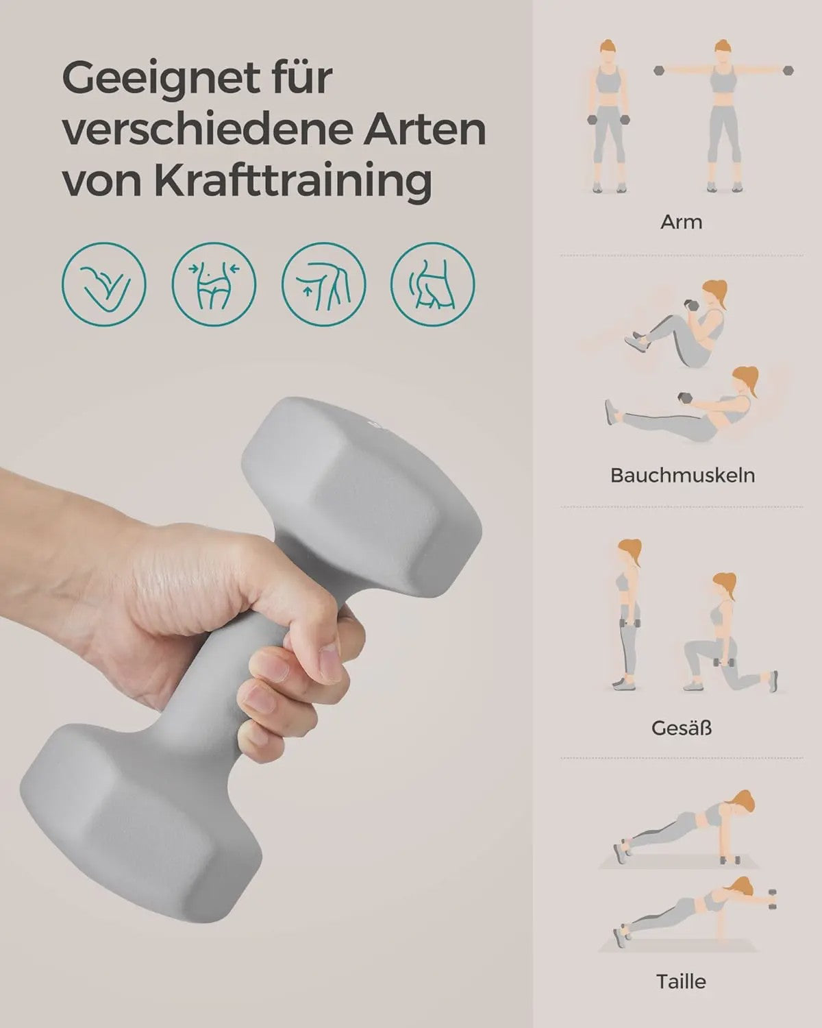 SONGMICS Dumbbell Set 2x5 kg - Hexagon Vorm met Neopreen Coating