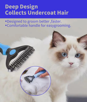 Dubbele Hondenborstel & Kattenborstel - Ontklitter & Ontwollingsborstel voor Huisdieren