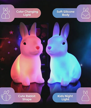 Schattige Konijn Nachtlampje - Kleurrijk & Zacht Licht voor Kinderkamer
