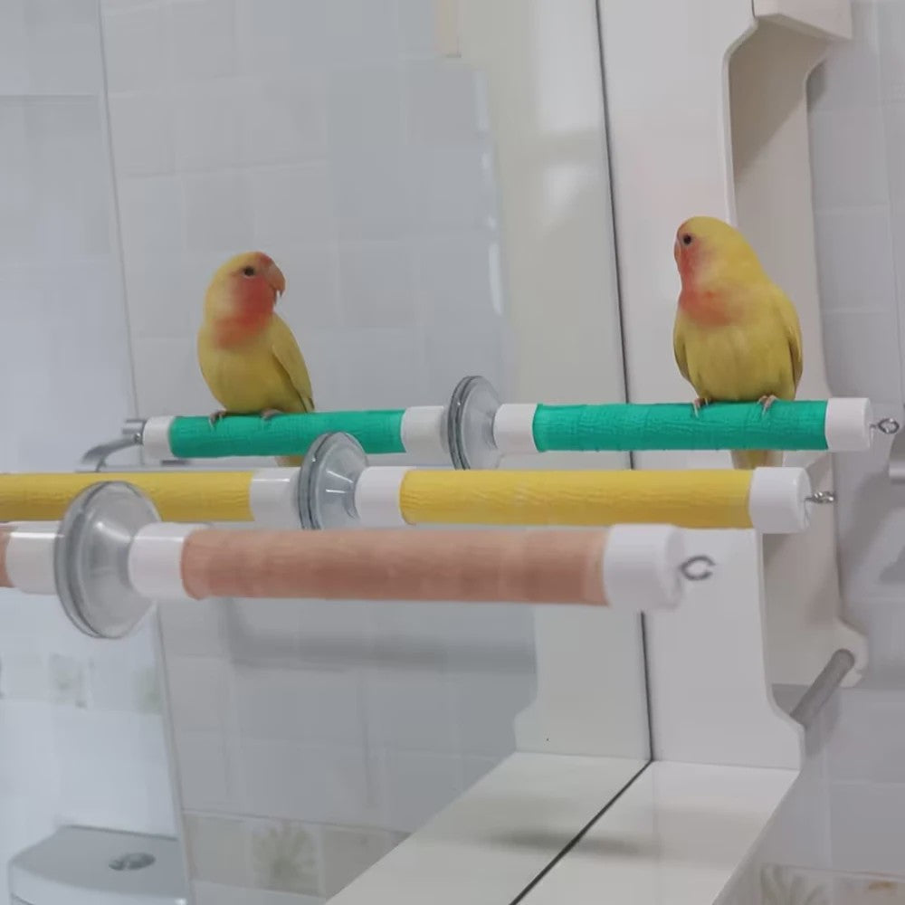 Zuignap Vogel Zitstok voor Ramen & Spiegels - Draagbaar Speelgoed voor Papegaaien & Parkieten