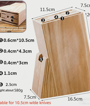 Extra Groot Houten Messenblok - Ruimtebesparende Keuken Organizer voor Messen tot 12 cm