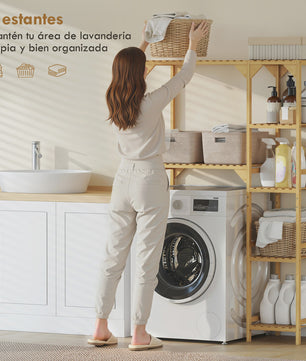 Bamboe Wasmachine & Toilet Rek - Verstelbare Planken - Natuurlijk Hout