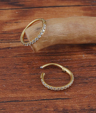 Chique Titanium Huggie Hoop Oorbel met Zirkonia - 16G Piercing Sieraden