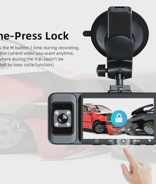 4K 3-Kanaals Dashcam met Infrarood Interne Camera, WIFI, GPS & Parkeermodus - 3'' LCD