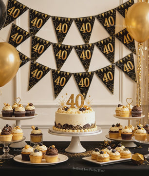 Black Gold Verjaardag Banner - Slingers voor 30, 40, 50, 60 Jaar Feestdecoratie