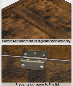 Robuuste Houten Opbergkist met Lift-Top - Landelijk Bruin