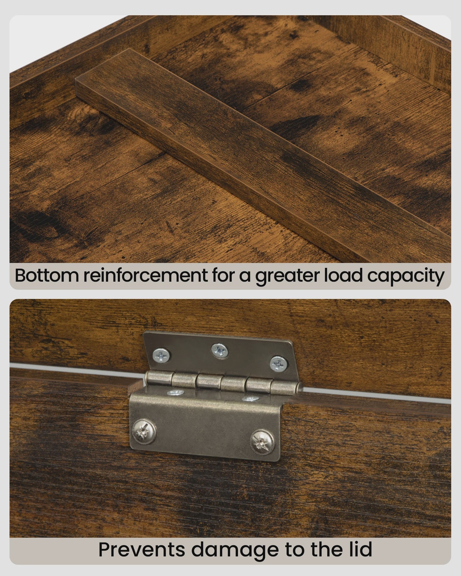 Robuuste Houten Opbergkist met Lift-Top - Landelijk Bruin