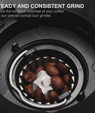 BioloMix Elektrische Koffiemolen met 30 Instellingen & Timer - Perfect voor Espresso, Filterkoffie & Meer
