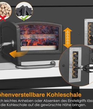 XXL Barbecue Smoker Trolley met Wielen, Thermometer en RVS Handvat