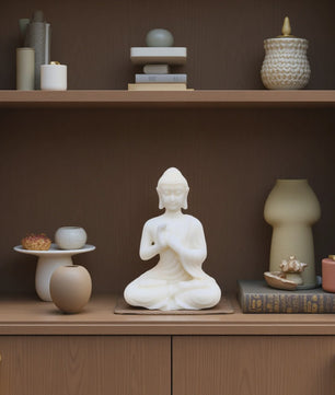 Sfeervolle Buddha Beeldje - Mediterende Boeddha Decoratie - Kunststeen