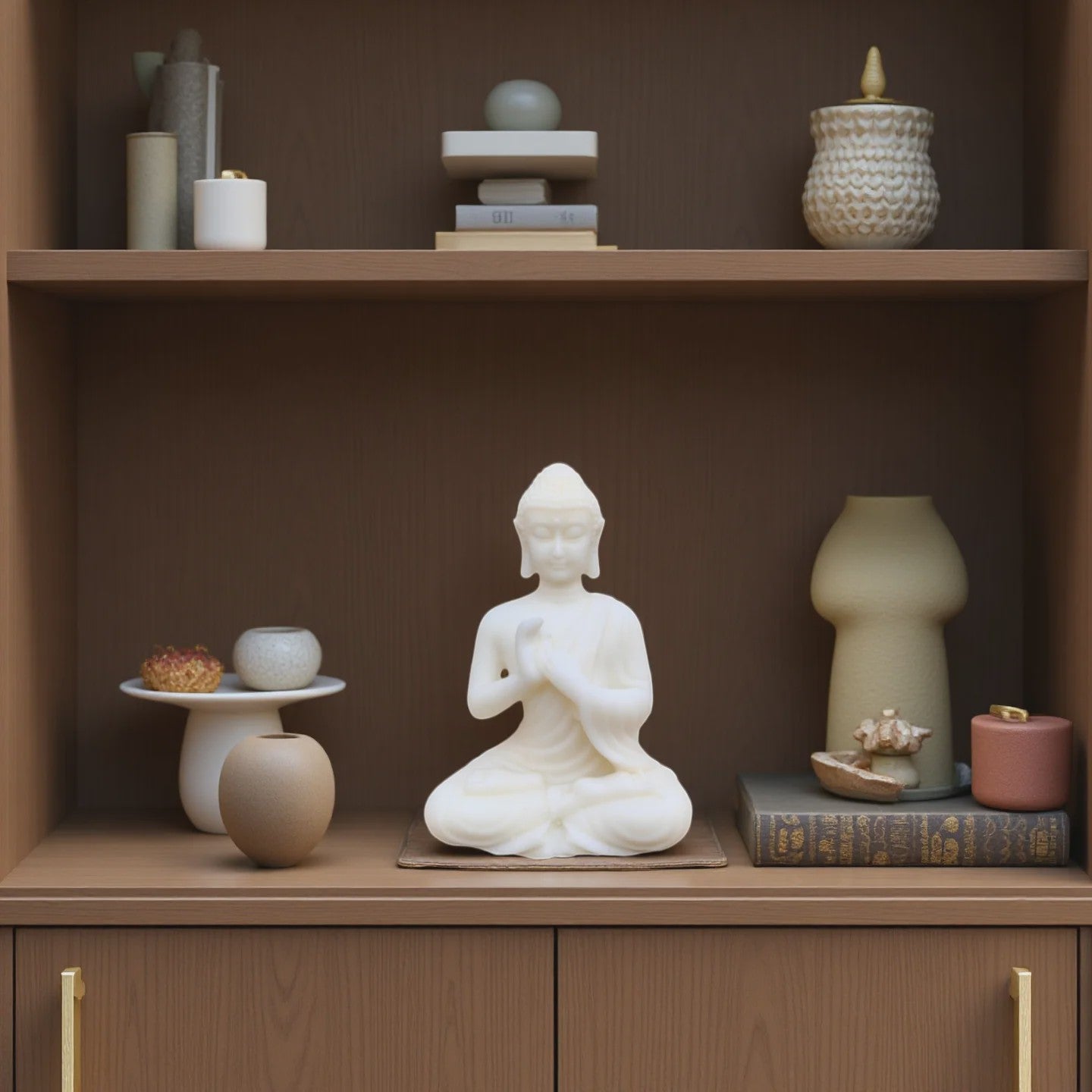 Sfeervolle Buddha Beeldje - Mediterende Boeddha Decoratie - Kunststeen