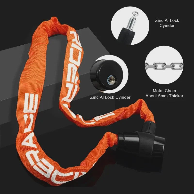 RIDERACE Fietsketting Slot - Draagbaar, Anti-diefstal, Hoge Beveiliging voor MTB, Scooter & E-Bike