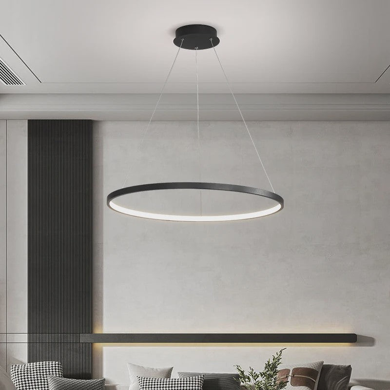 Moderne Ronde LED Plafondlamp Zwart/Wit - Dimbaar Hanglamp voor Keuken en Woonkamer