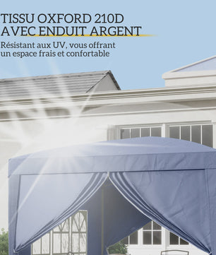 Outsunny Partytent 3x3m met 4 Afneembare Wanden en Draagtas - Blauw