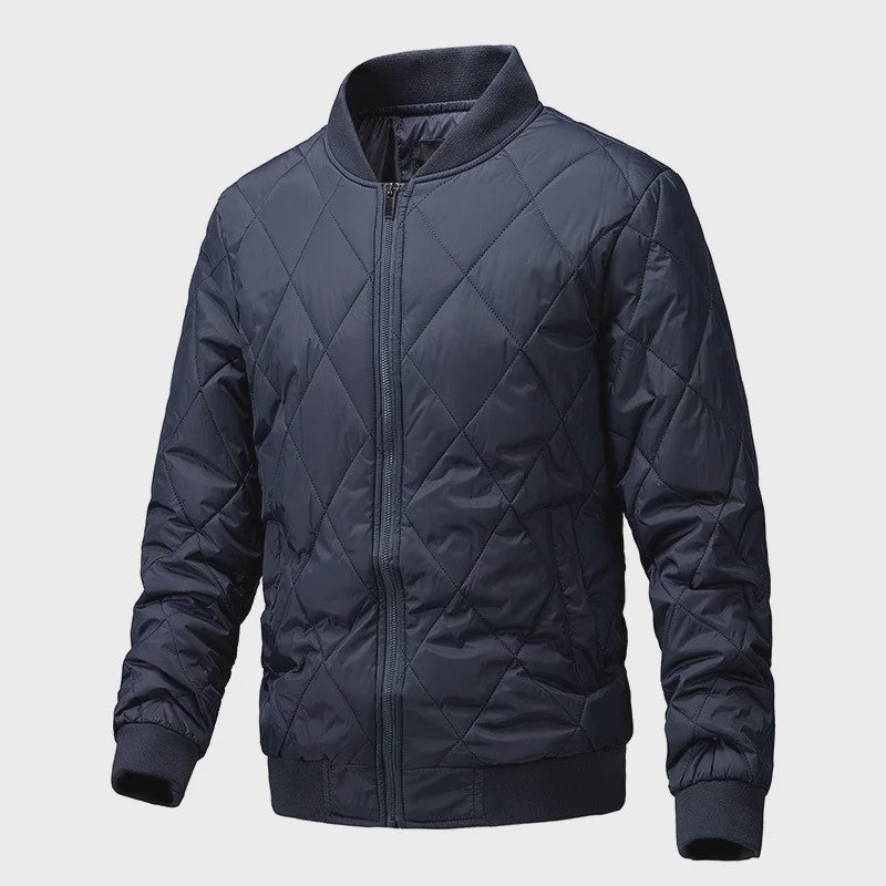Heren Retro Quilted Winterjas - Lichtgewicht Katoen Gevoerd Casual Jack met Opstaande Kraag