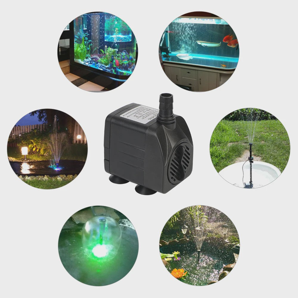 Waterdichte Dompelpomp Fontein met 12 LED Verlichting voor Aquarium, Vijver & Vogelbad - Stil & Krachtig
