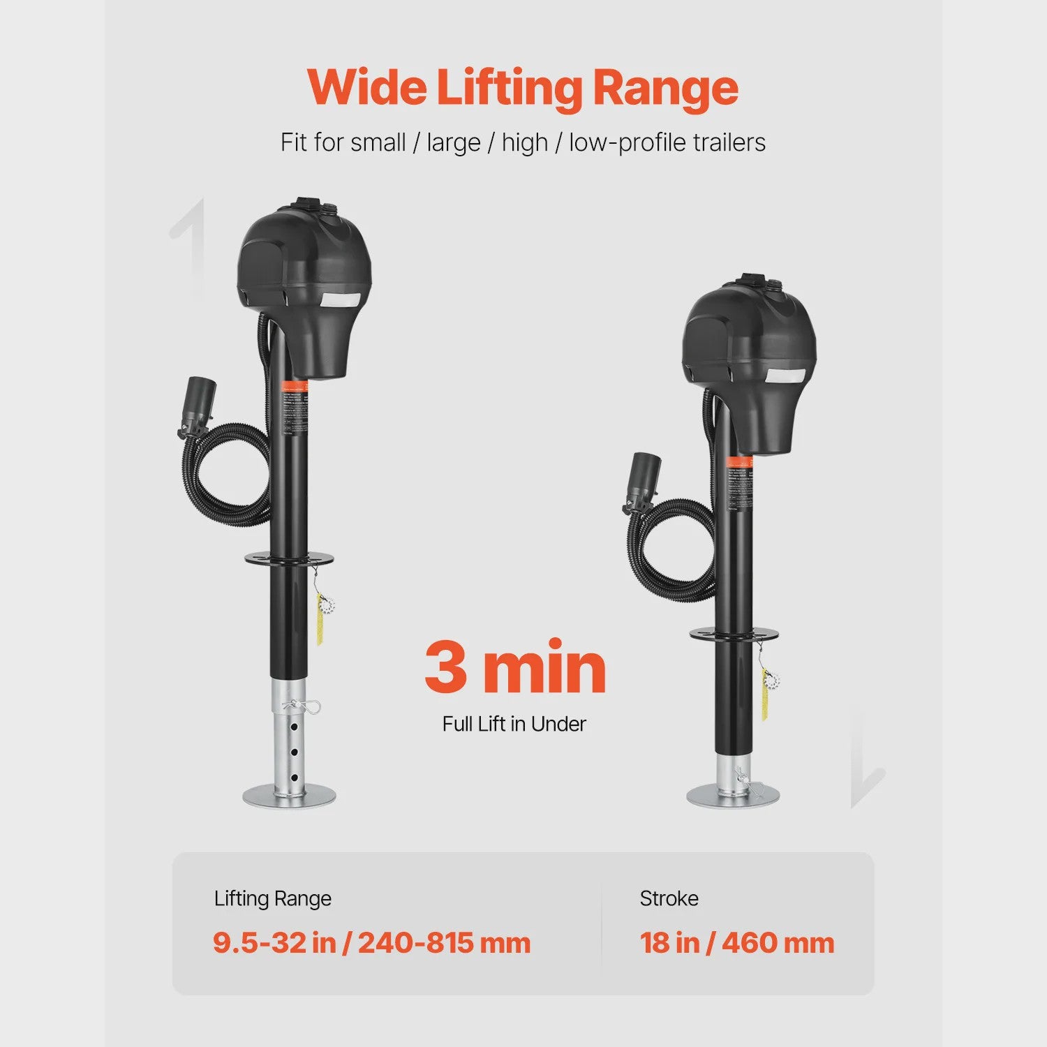 Elektrische Trailer Jack 3500/5000 Lbs - 12V Aanhangerlift met 7-pins Connector