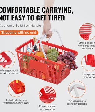 Set van 20 Plastic Boodschappenmanden 21L met Handvat - Draagbaar voor Winkel en Supermarkt