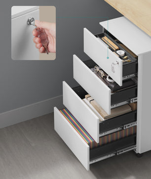 Mobiele Archiefkast op Wielen met 4 Lades en Slot - Metaal