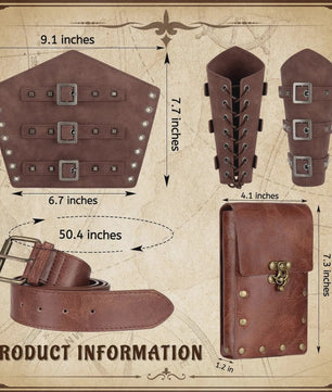Middeleeuwse Renaissance Kostuum Set: Corset, Riem, Portemonnee & Accessoires