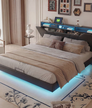 Anajqaqia Gestoffeerd Bed 140x200cm met Verstelbaar Hoofdbord en Opbergruimte