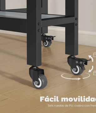 Homcom Klapbare Eettafel met Open Plank - Cementgrijs - Verrijdbaar