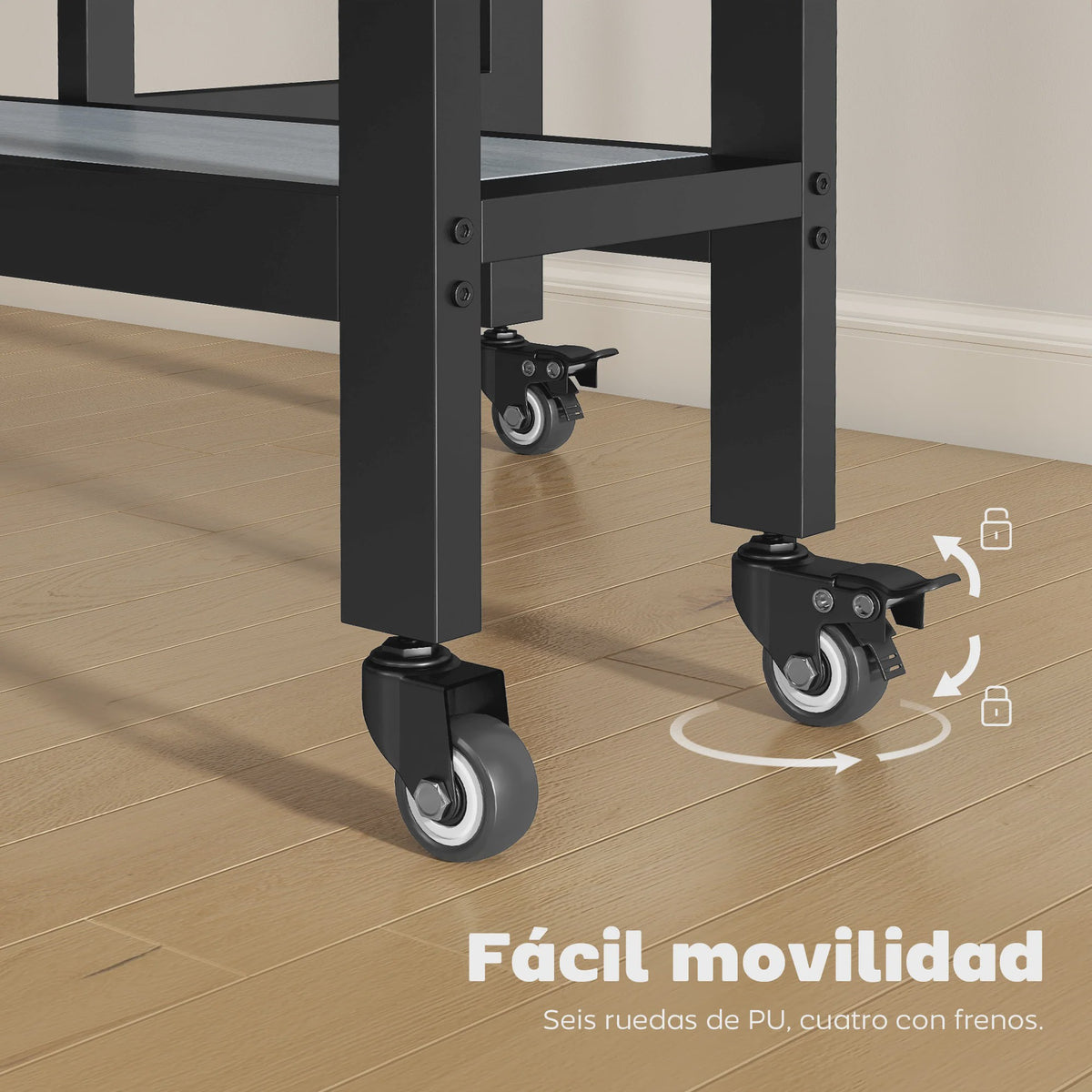 Homcom Klapbare Eettafel met Open Plank - Cementgrijs - Verrijdbaar