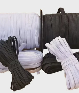Elastisch Band Naaien - Plat Elastiek voor Kleding, Taillebanden & DIY Projecten (Wit & Zwart)