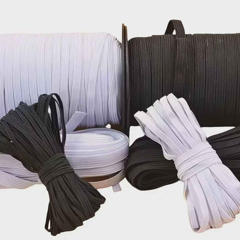 Elastisch Band Naaien - Plat Elastiek voor Kleding, Taillebanden & DIY Projecten (Wit & Zwart)