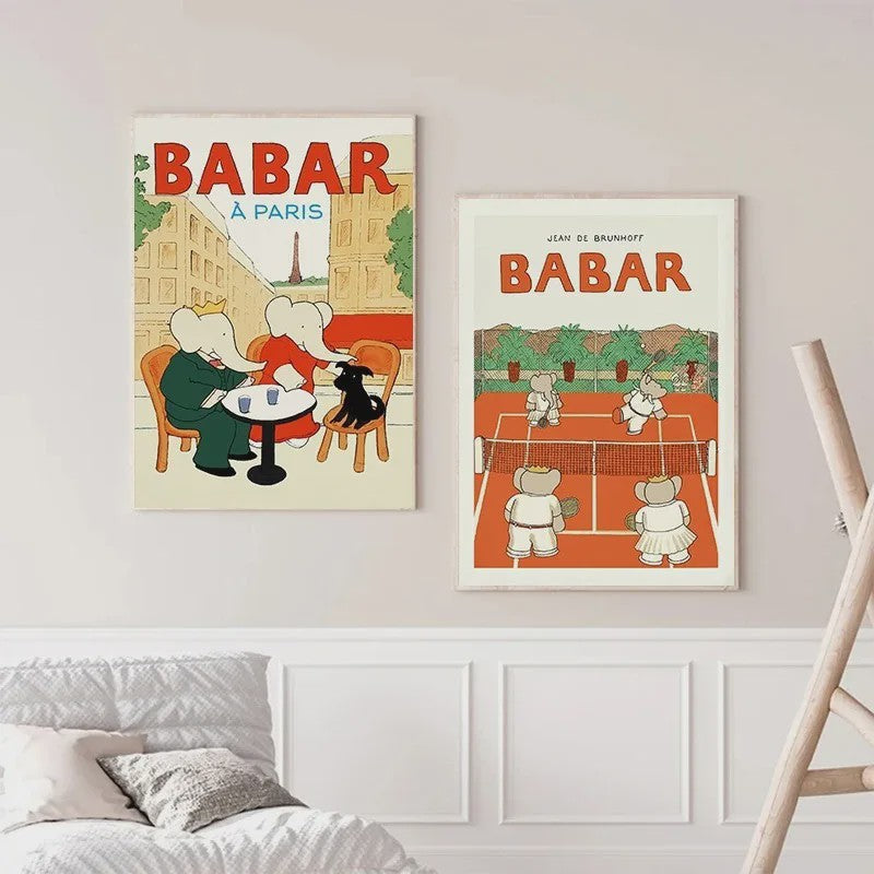 Babar Poster Canvas - Sprookjes Kunst voor Kinderkamer & Babykamer Decoratie