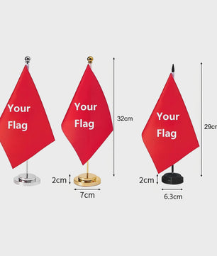 Israël Bureauvlag 14x21cm - Gouden/Zilveren Standaard voor Vergaderingen & Decoratie
