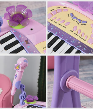 Homcom Children's Electronic Keyboard 32 Keys Microphone Light Sound Mp3 Karaoke