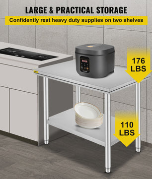 Professionele RVS Werkbank met Onderblad - Ideaal voor Keuken, Horeca & Garage
